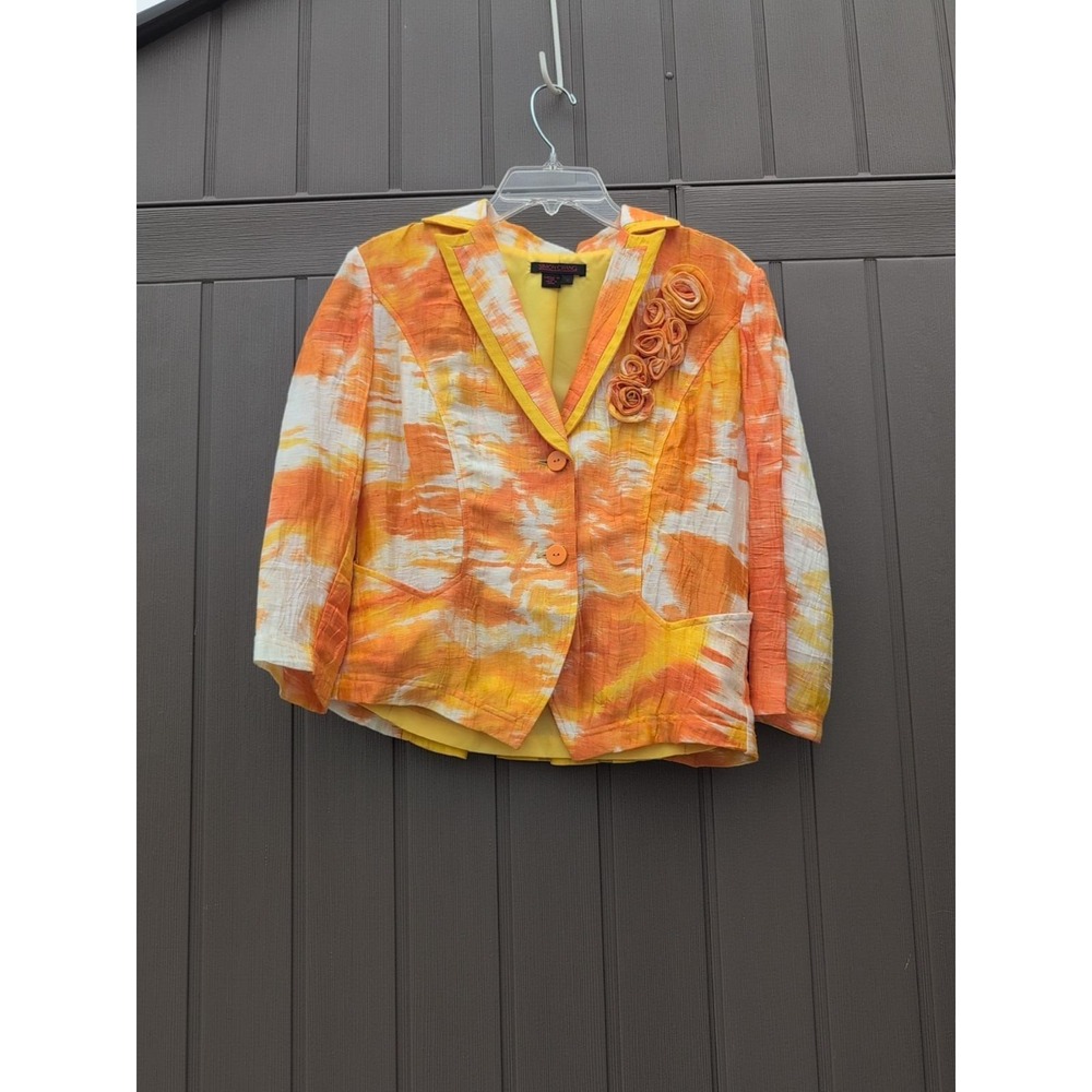 Simon Chang Women's Size 4 Blazer Orange, Yellow & White Vintage
